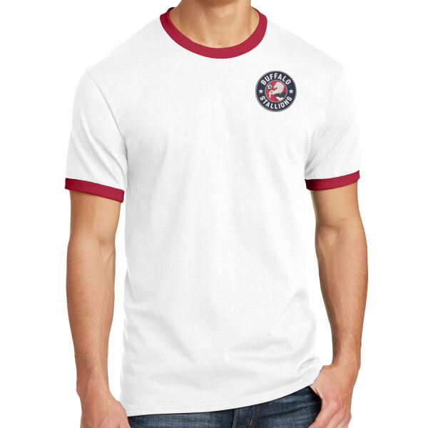 Stallions Logo - Embroidered - Core Cotton Ringer Tee Thumbnail