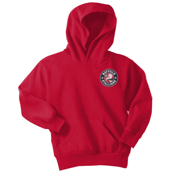 Stallions Logo - Embroidered - Youth Core Fleece Pullover Hooded Sweatshirt Thumbnail