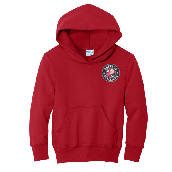 Stallions Logo - Embroidered - Youth Core Fleece Pullover Hooded Sweatshirt Thumbnail